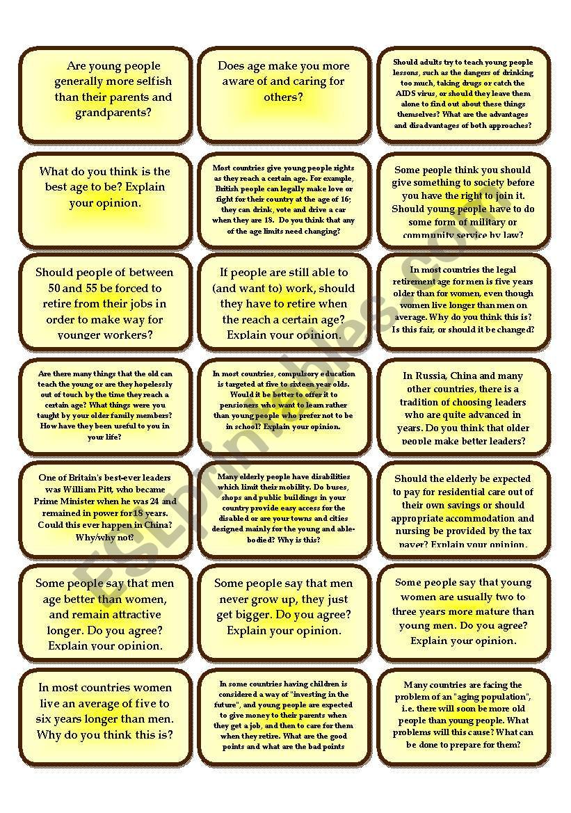 231 Conversation Cards ESL Worksheet By Sunnymoon