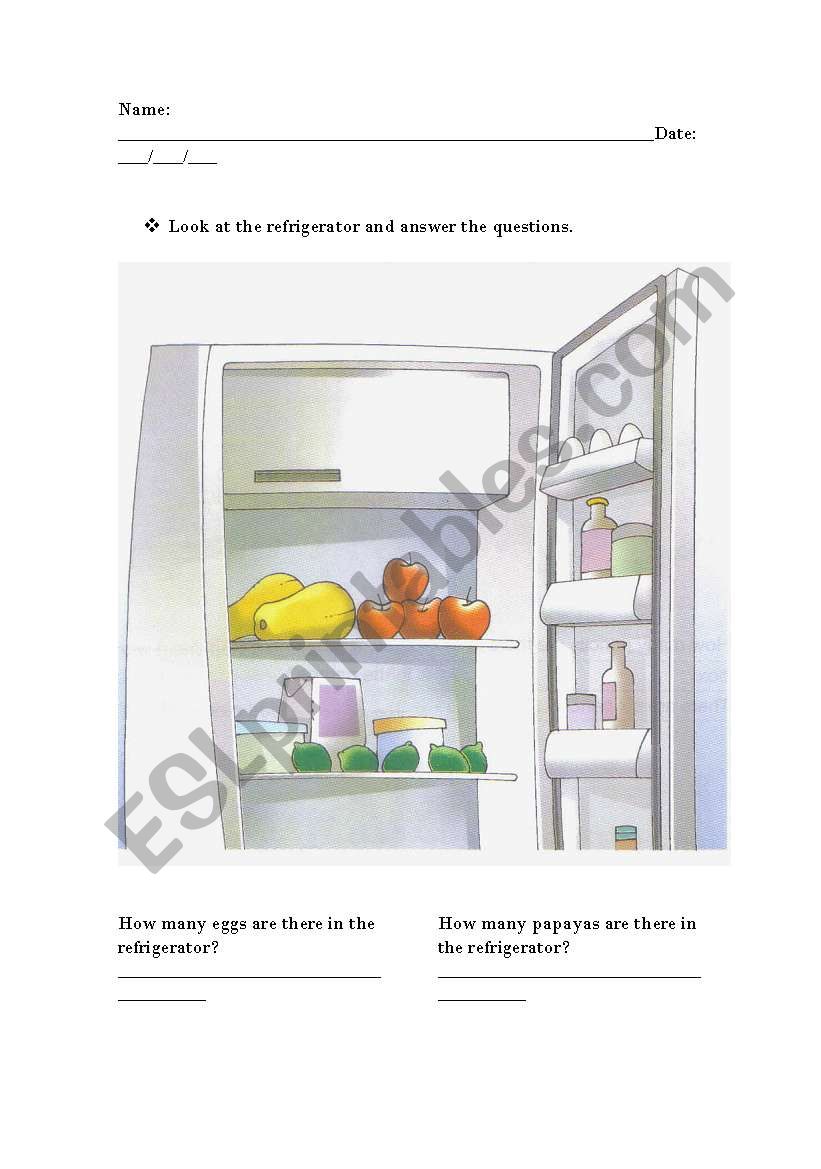 Food and How Many worksheet