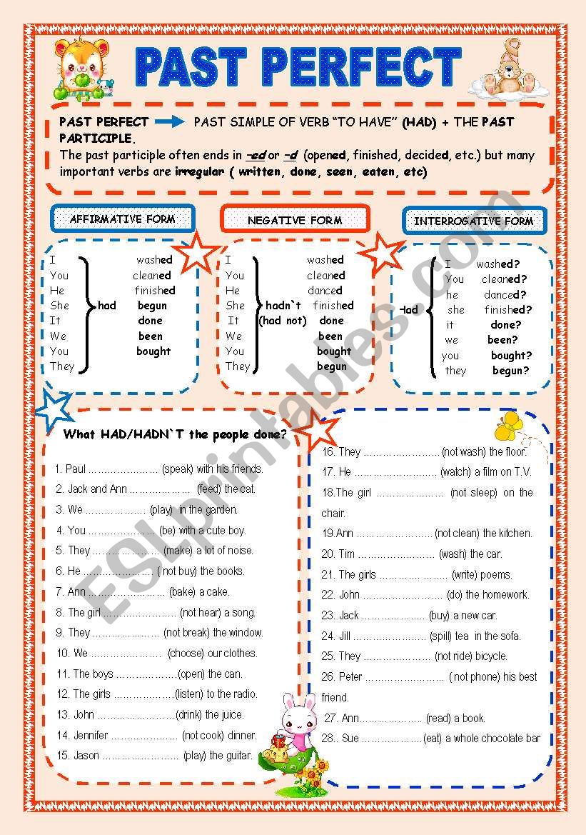 PAST PERFECT - ESL worksheet by Rosario Pacheco