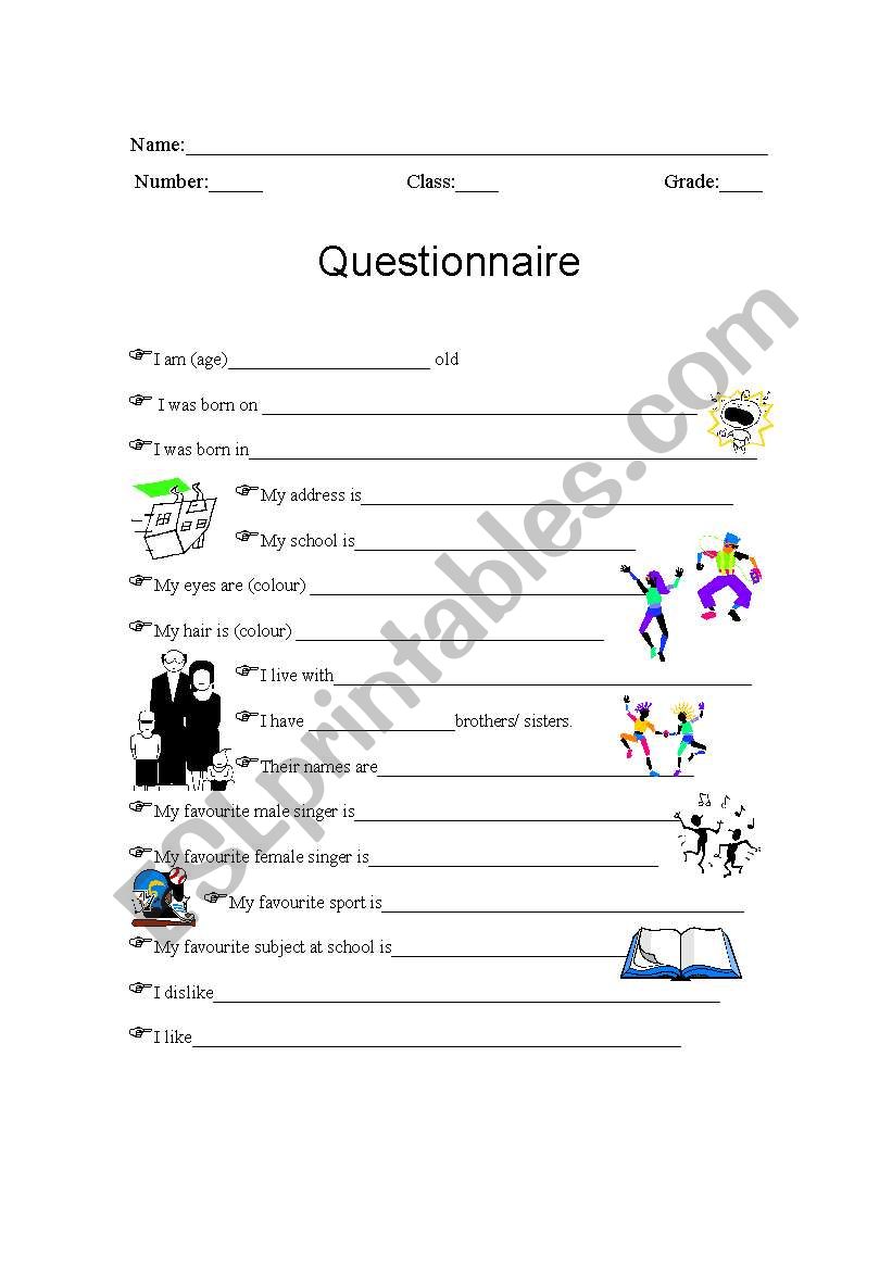 Questionnaire worksheet