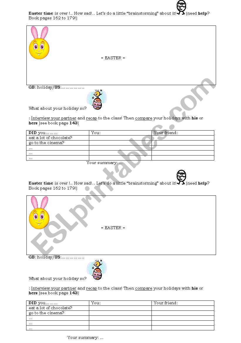 easter time is over! worksheet