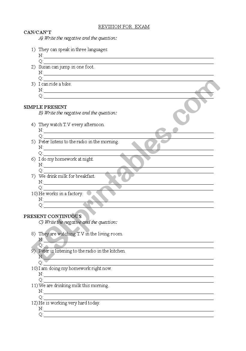 Simple Present and Continuous worksheet