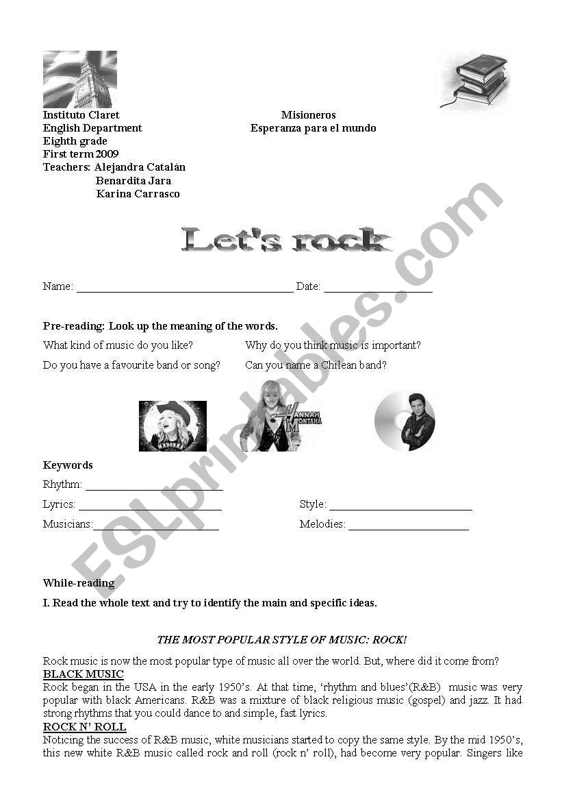 lets rock worksheet