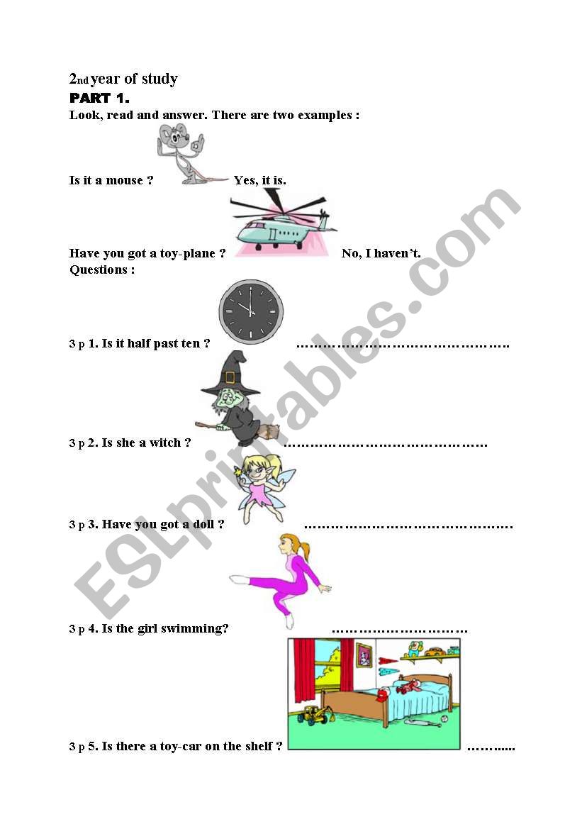 2-nd year of study -test part II