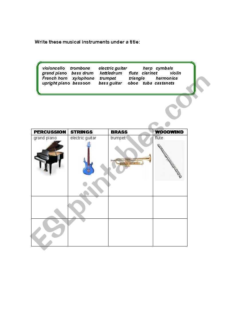 music worksheet