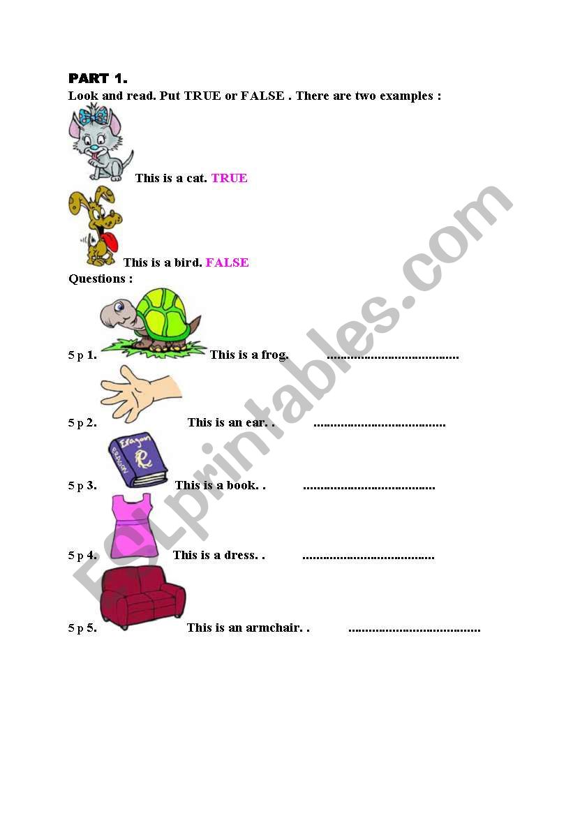 test I worksheet