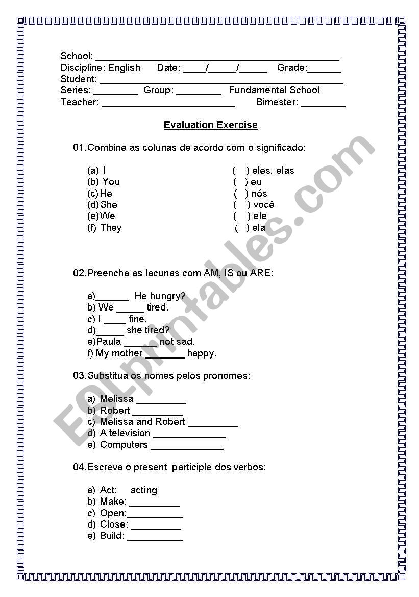 Evaluation worksheet