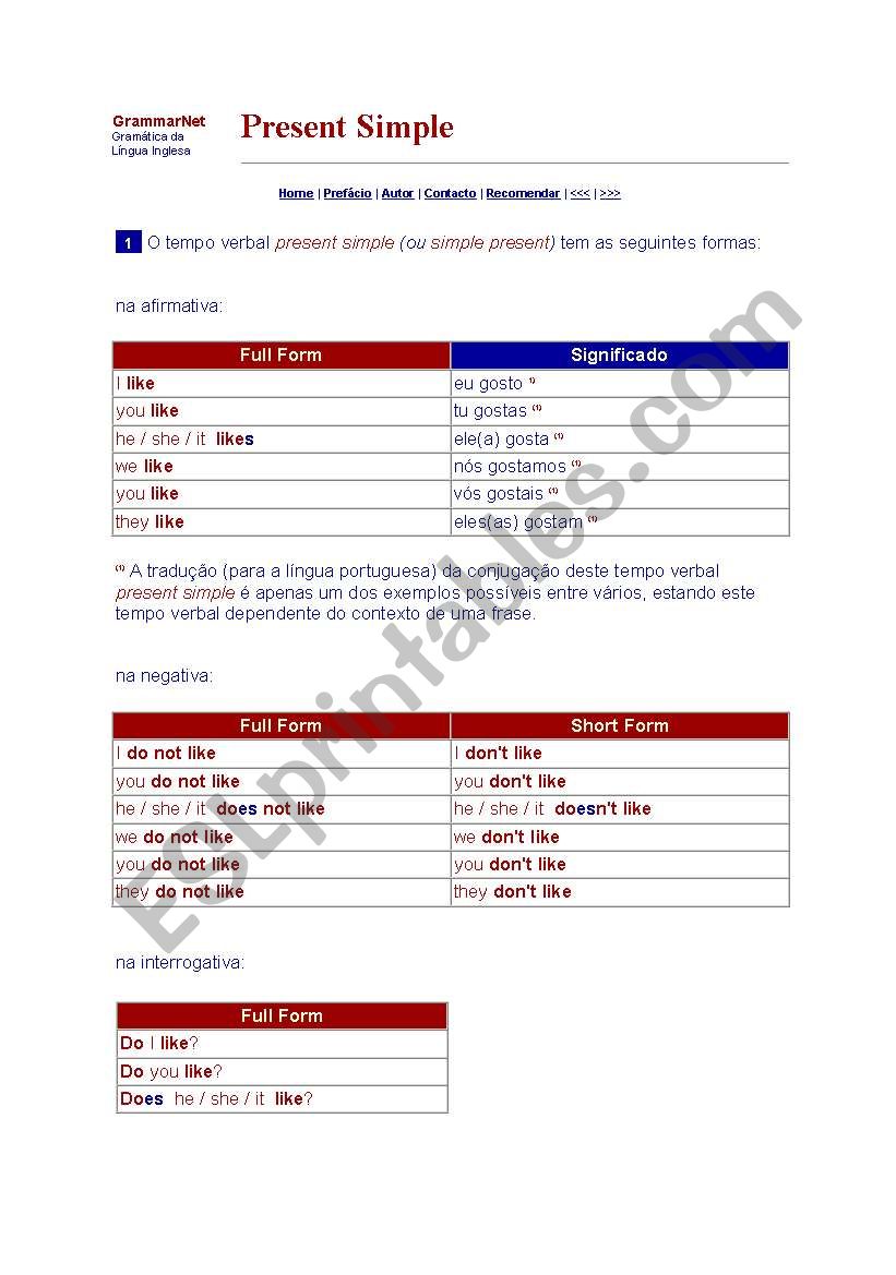 present simple worksheet