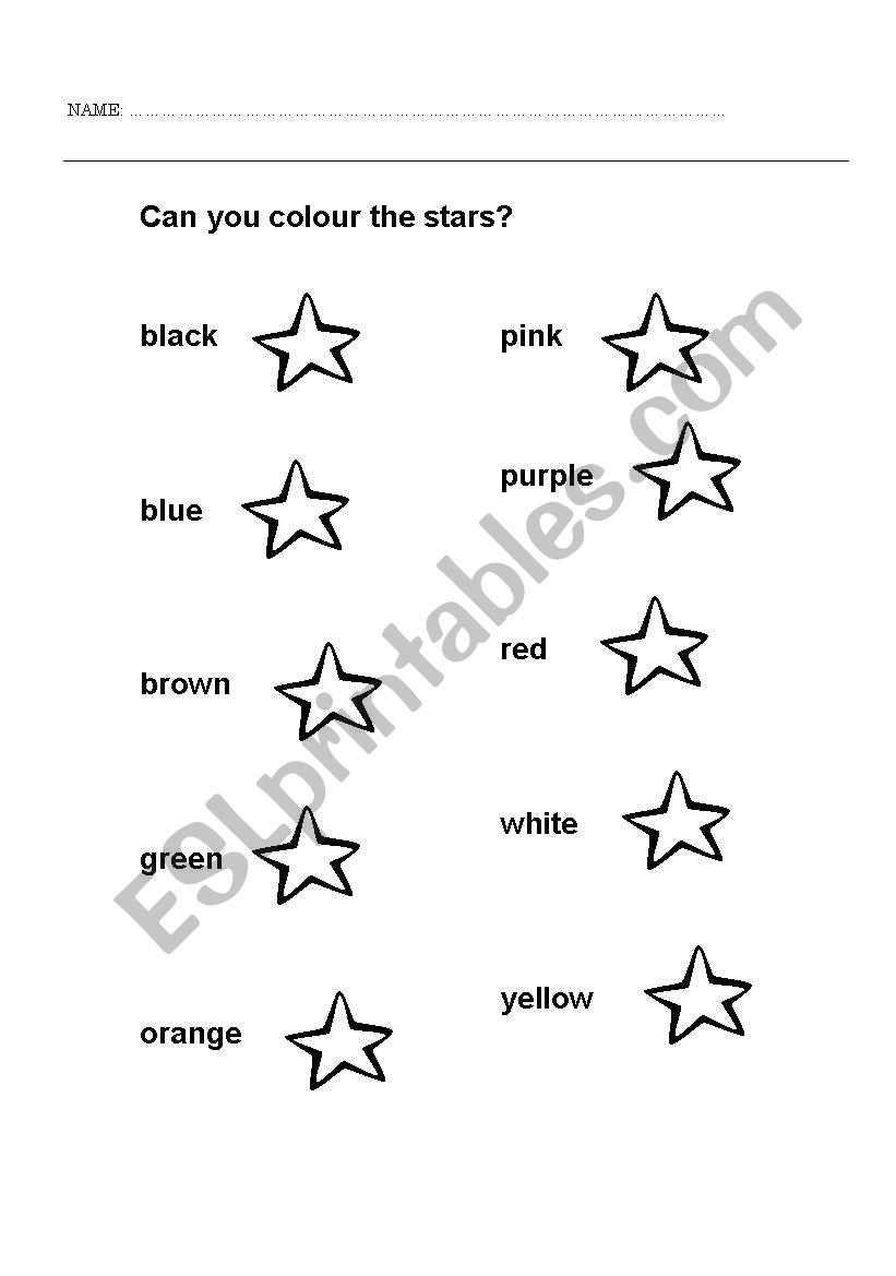 Colour the stars worksheet