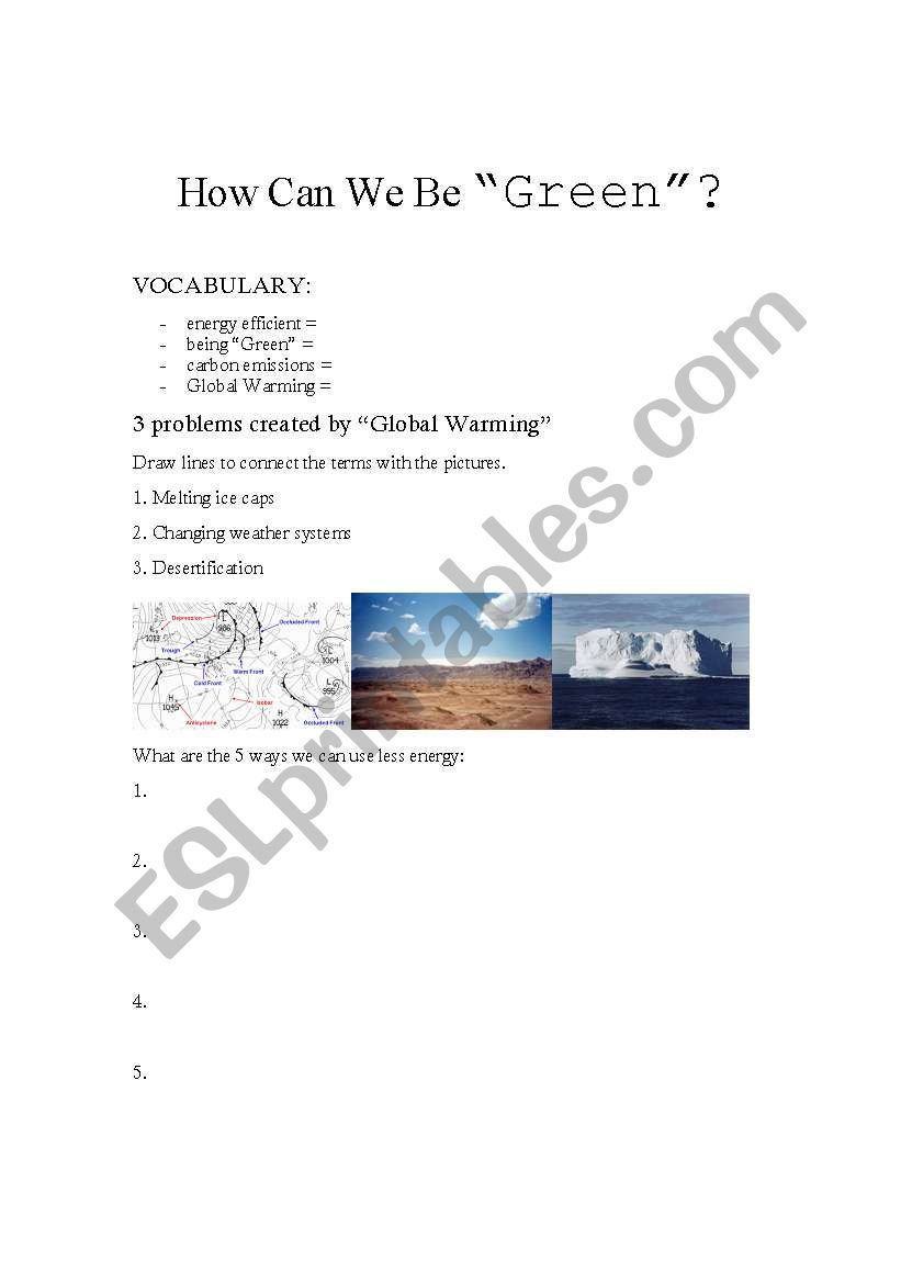 How Can We Be Green? worksheet