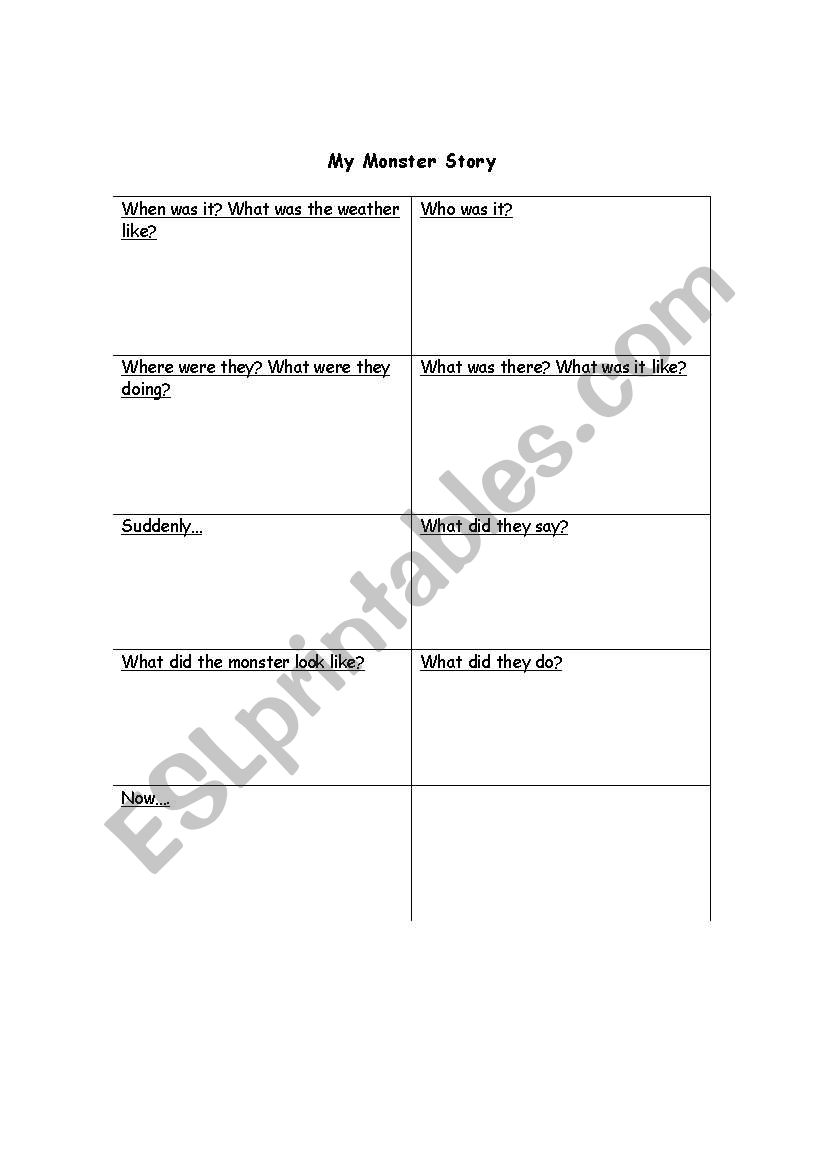 Monster in the Classroom worksheet