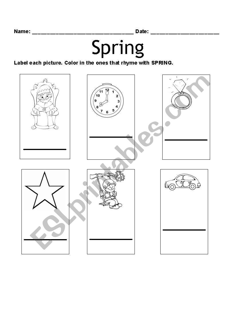 Spring Rhymes worksheet