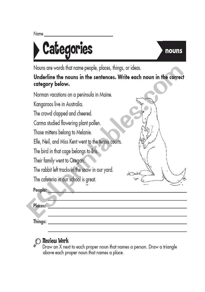 Nouns worksheet