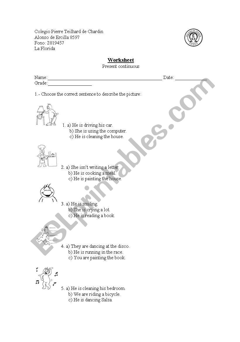 worksheet present continuous worksheet