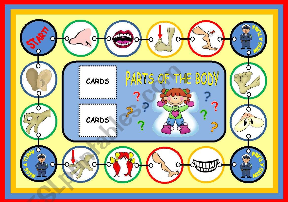 PARTS OF THE BODY BOARD GAME PART 1 ESL Worksheet By Xani