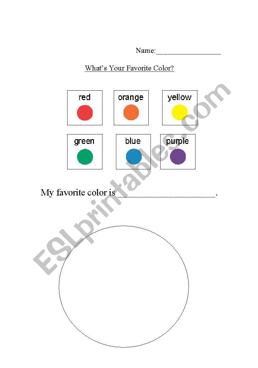 Favorite Color worksheet