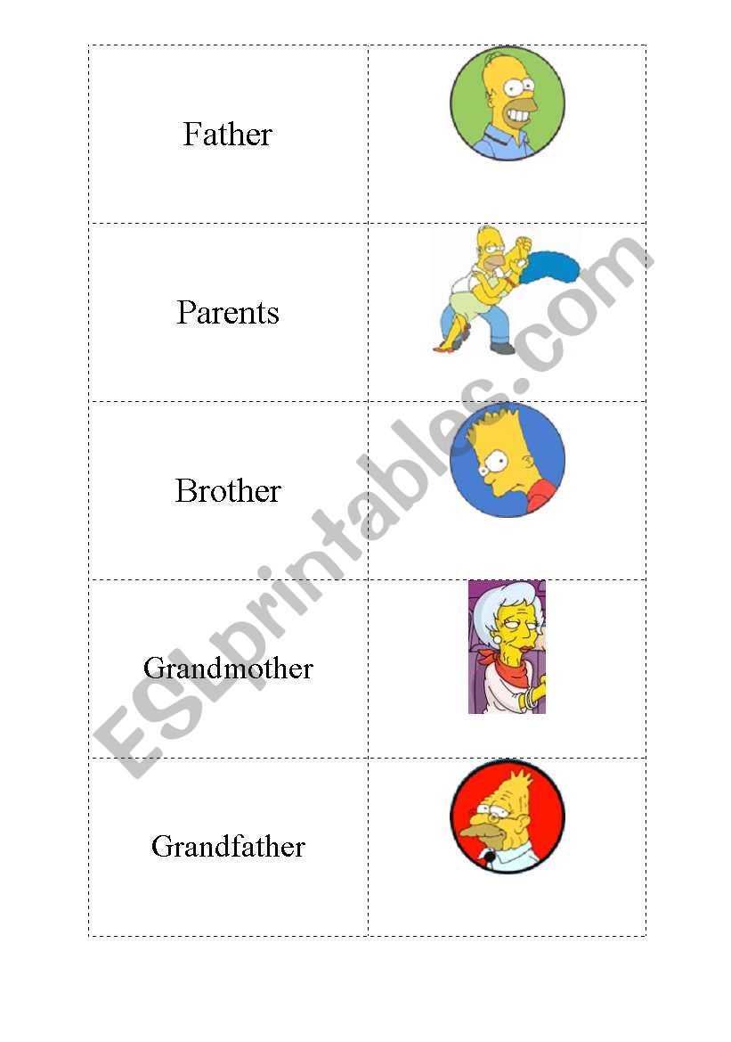 Simpsons Family worksheet