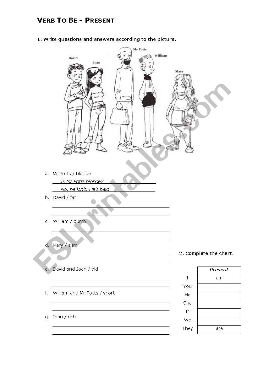 Verb To Be - Present - ESL worksheet by anacarolvc