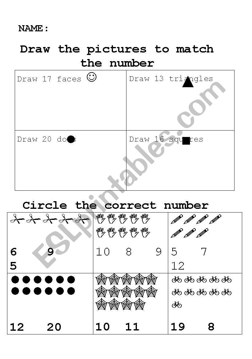 English worksheets: maths numbers