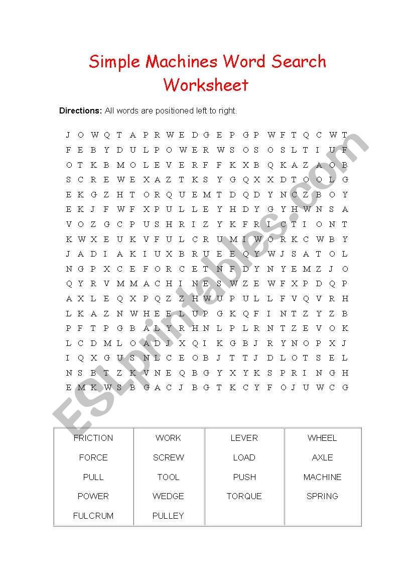 MACHINES worksheet