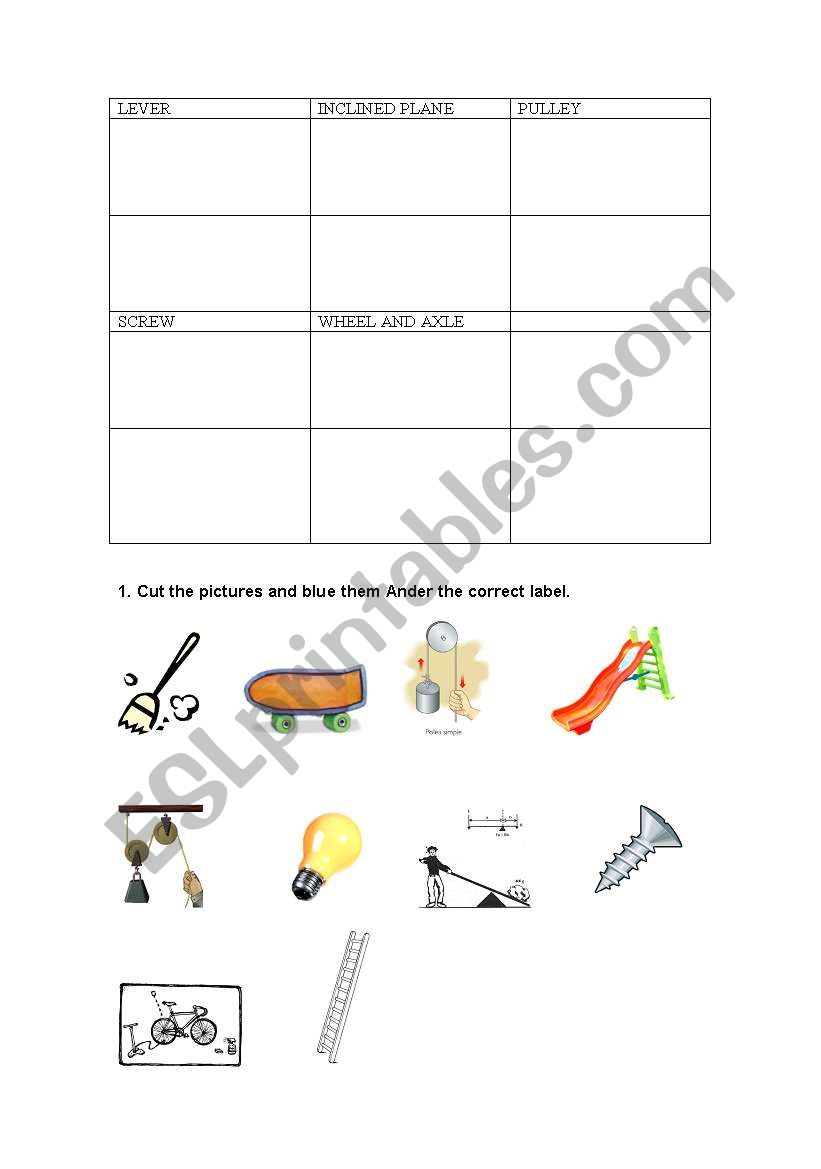 Machines pictures worksheet