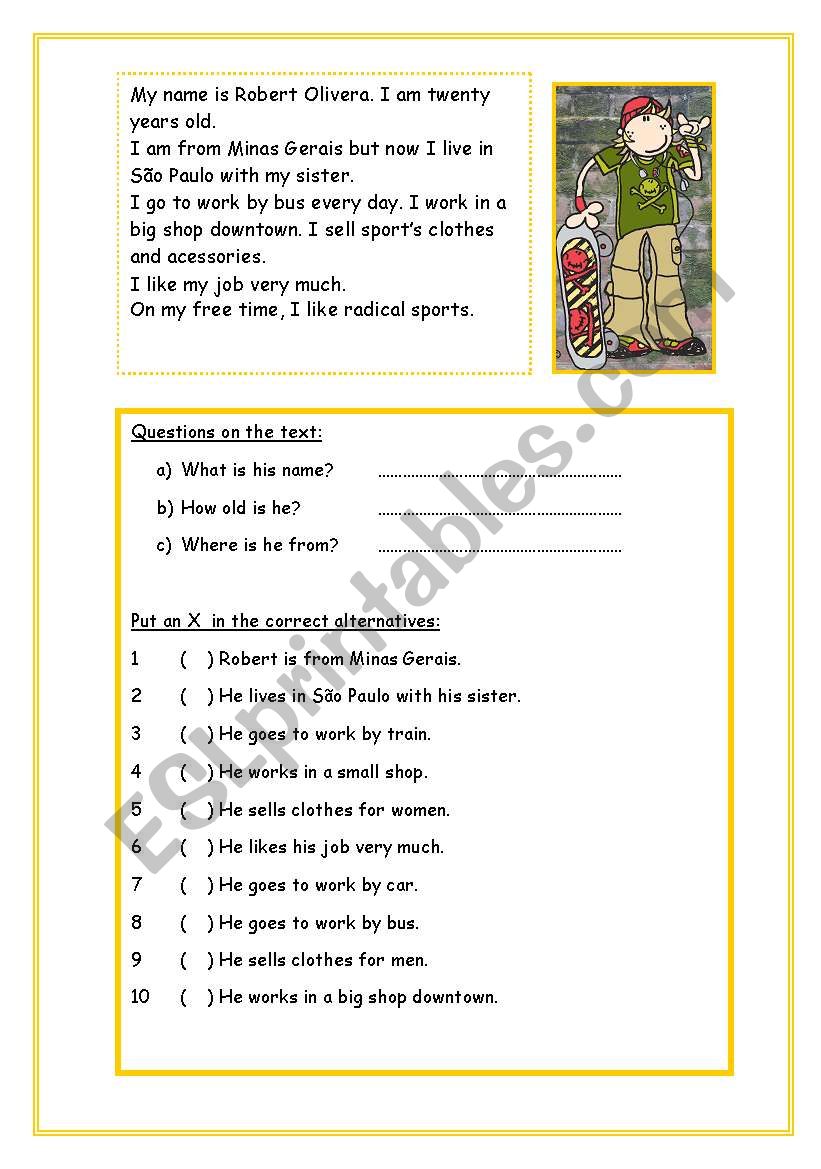 My name is Robert worksheet