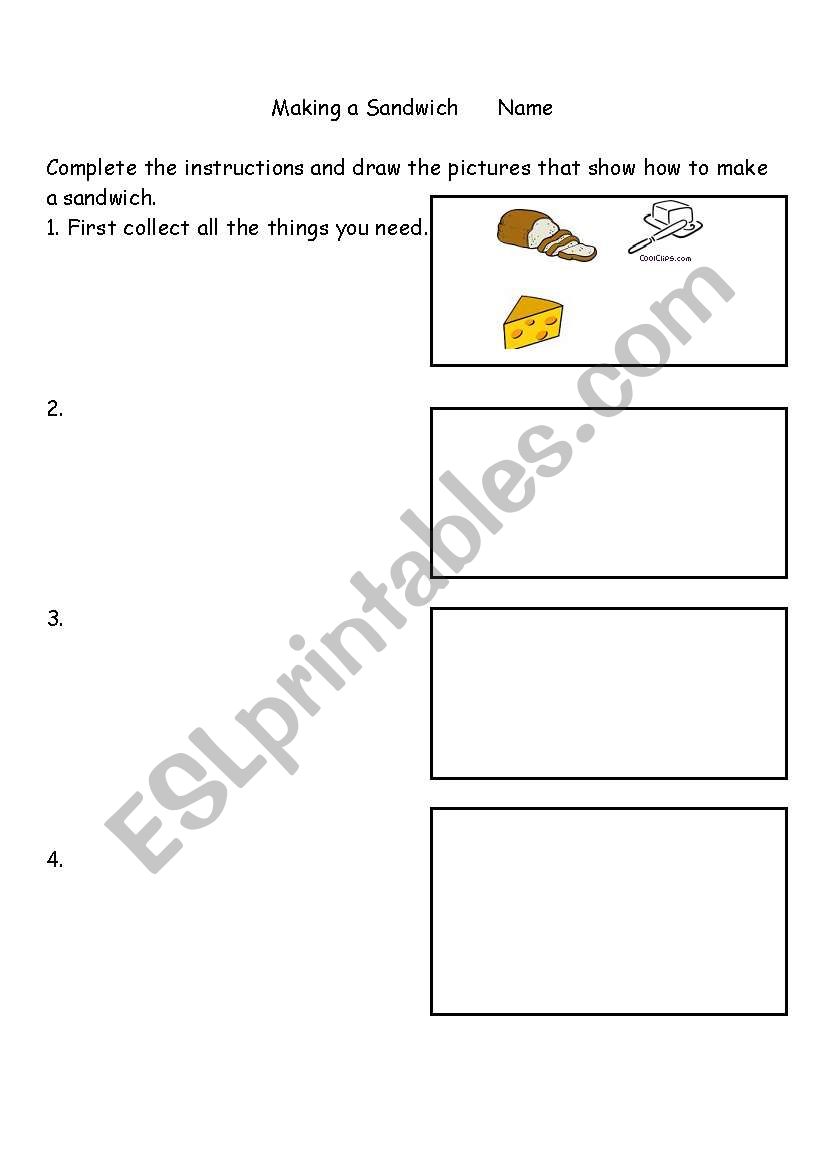 writing instructions - making a sandwich