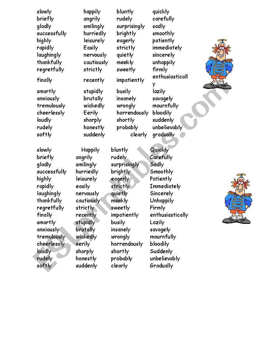Useful Adverbs worksheet