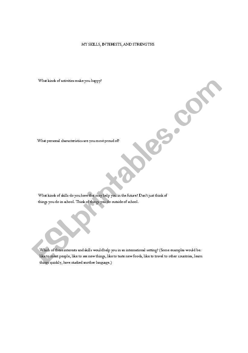 Career Interview Worksheet worksheet