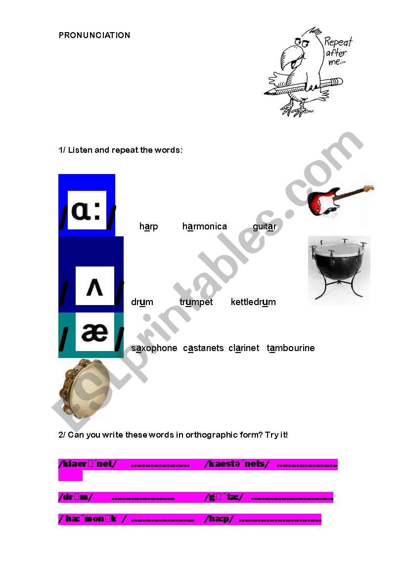 A PRONUNCIATION worksheet