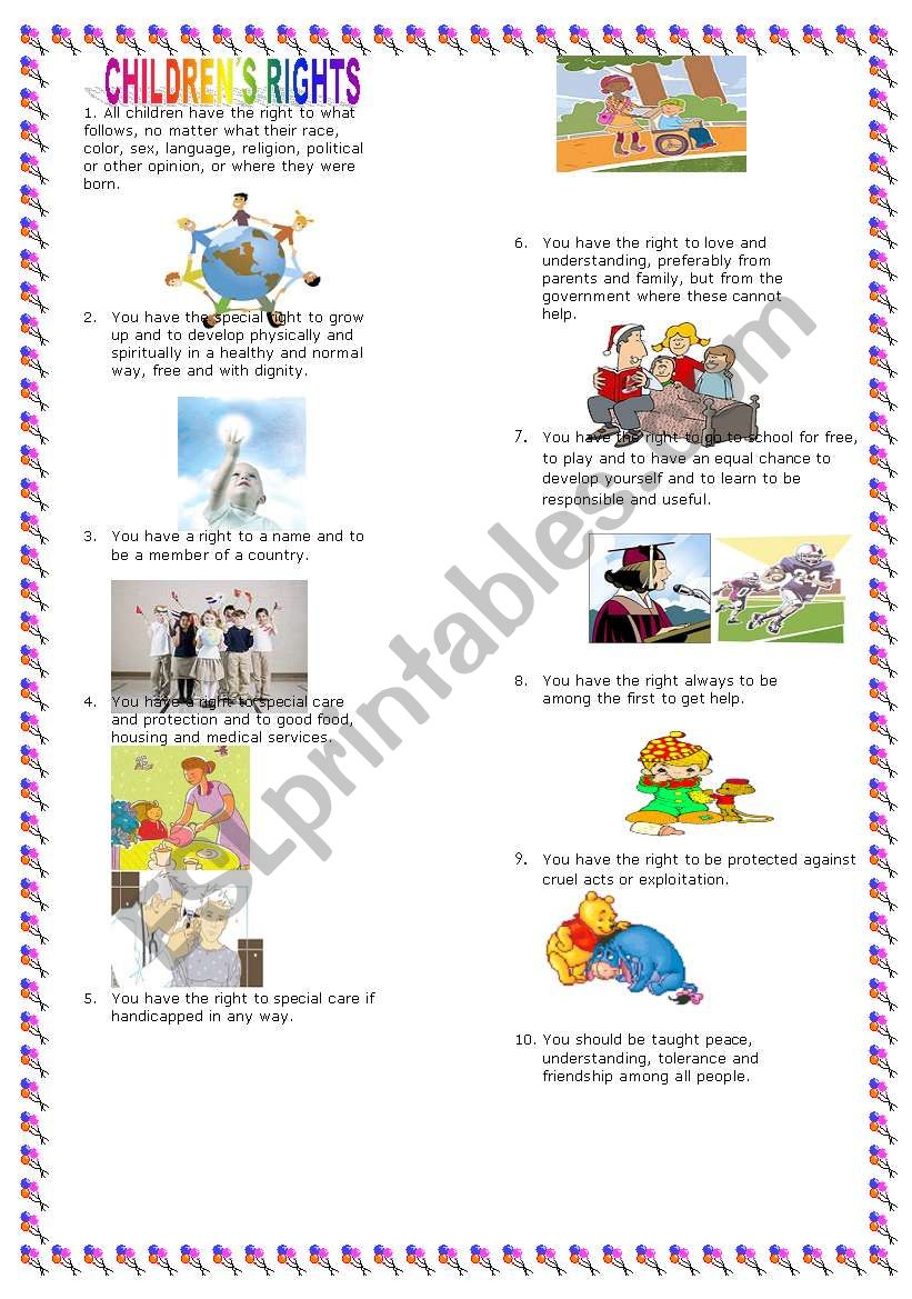 Children´s Rights - ESL worksheet by belgicadg