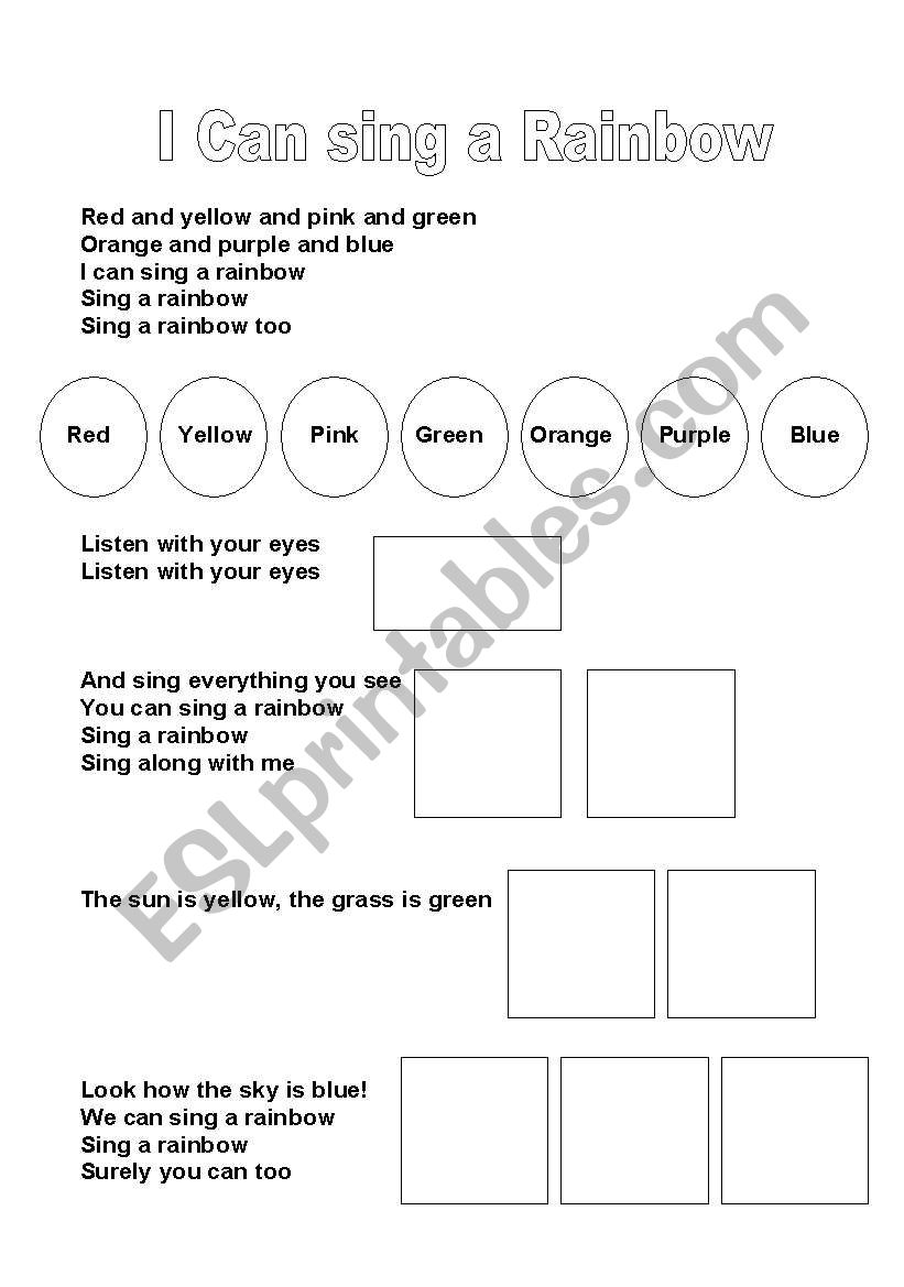 Rainbow song worksheet