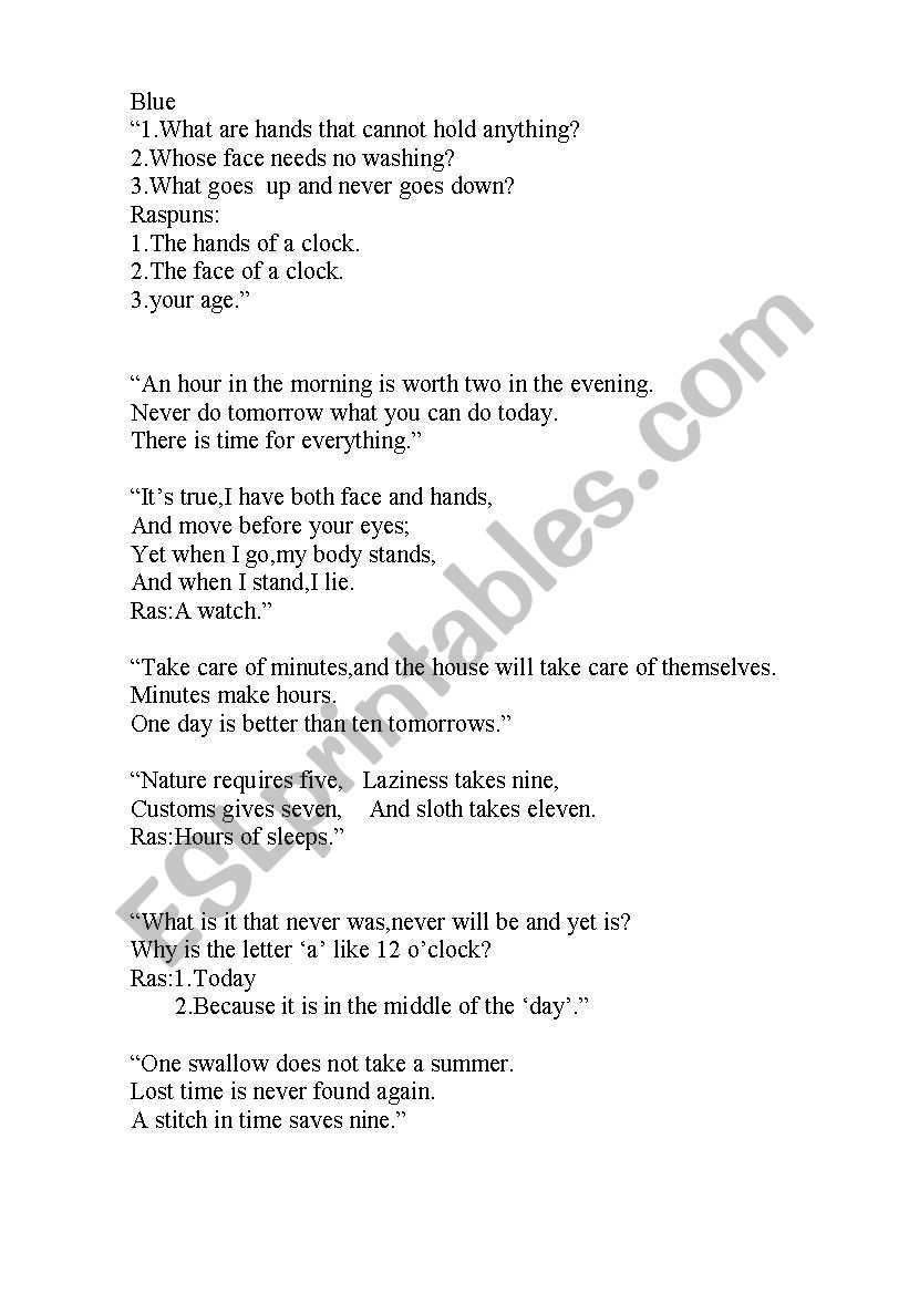 riddles worksheet