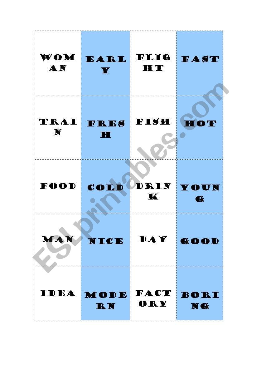 adjective domino 2 worksheet