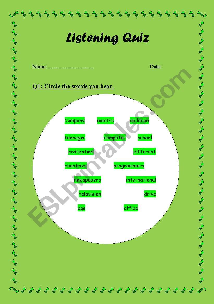 Quiz Worksheet How To Teach Children Listening Skills