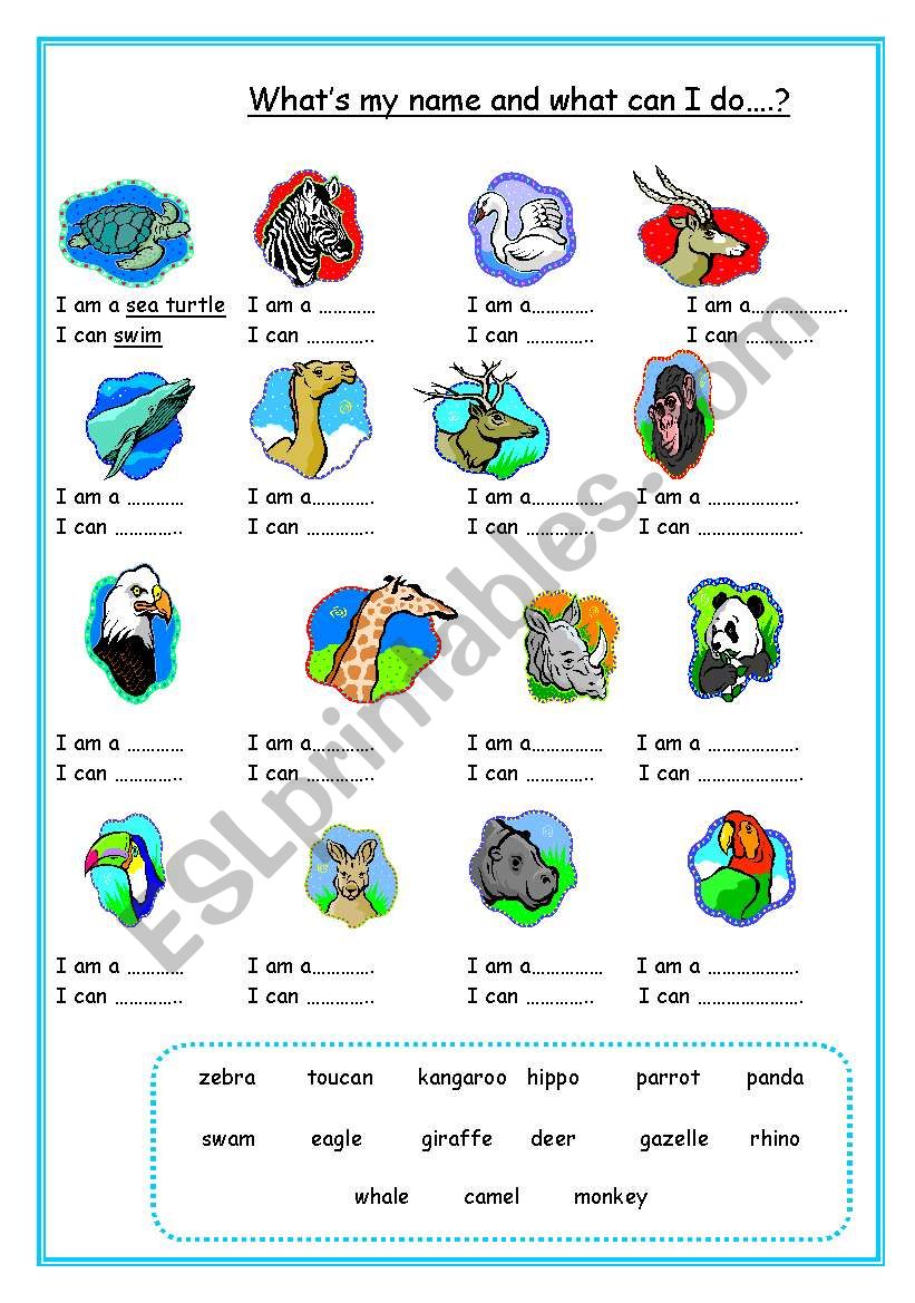 WHAT CAN A SEA TURTLE DO? - ESL worksheet by macanolo