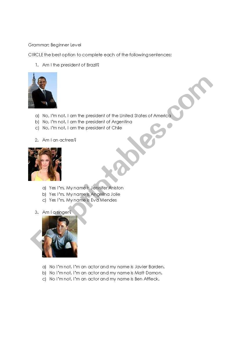 Famous People worksheet