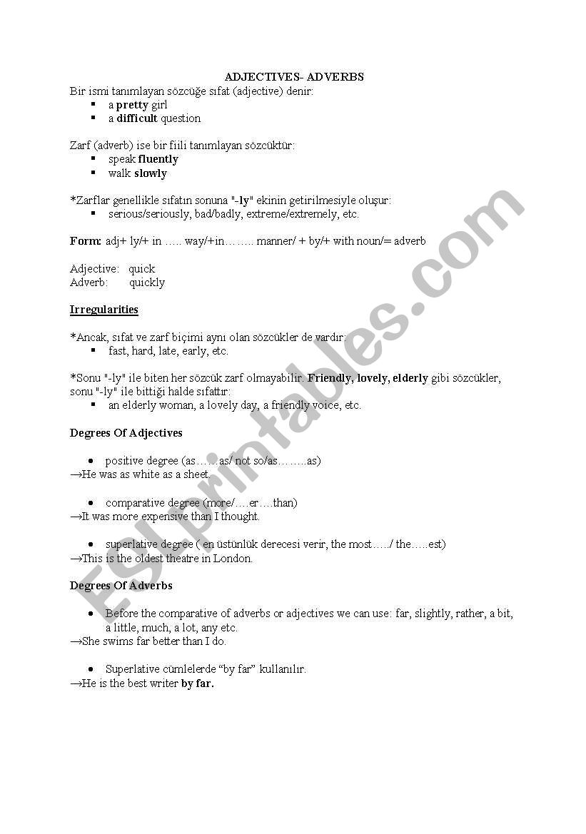 Adjectives worksheet