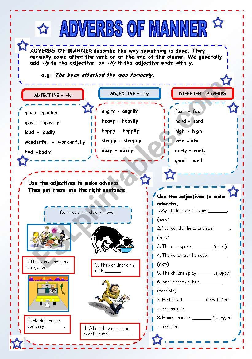  ADVERBS OF MANNER ESL Worksheet By Rosario Pacheco