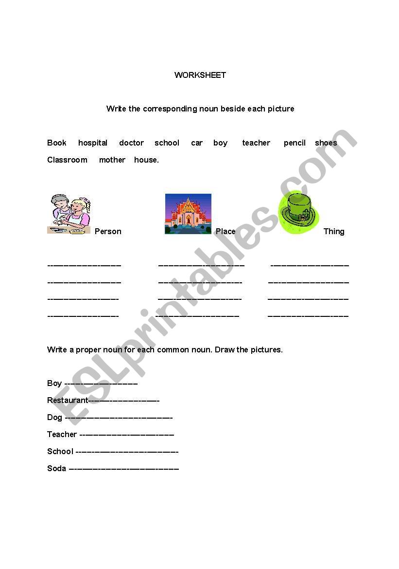 noun worksheet