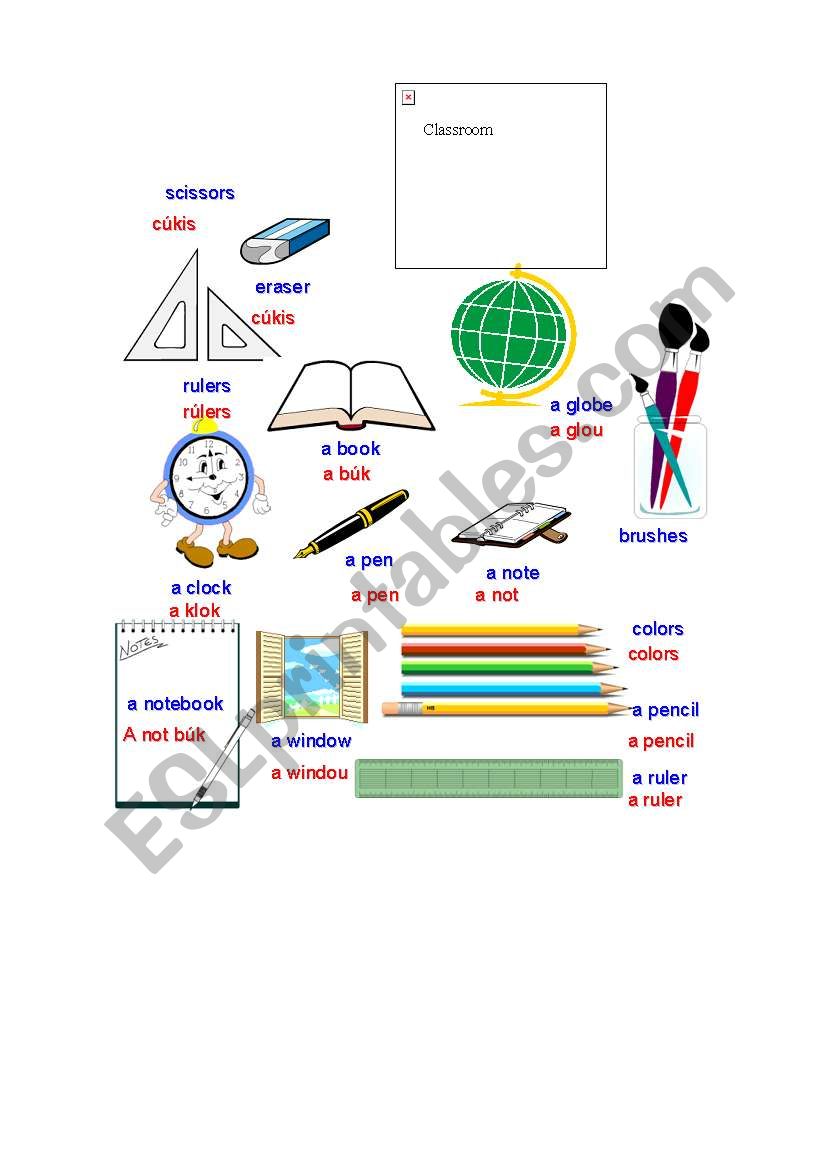 classroom vocabulary worksheet