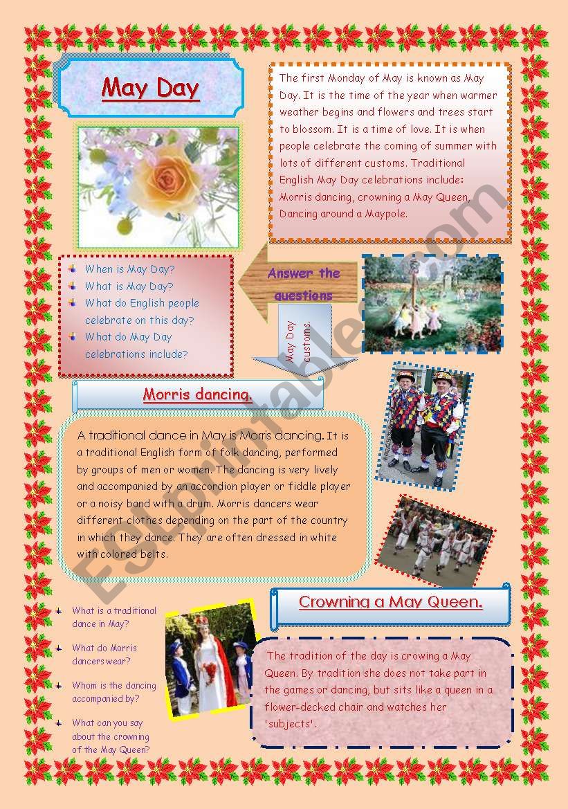 May Day 2 Pages ESL Worksheet By Bulygina