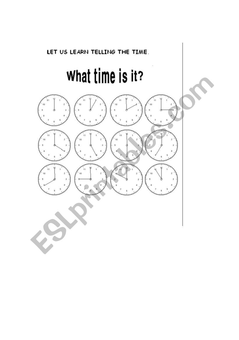 WHAT TIME IS IT worksheet