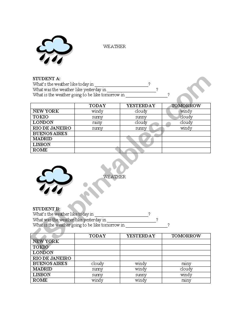 Weather worksheet