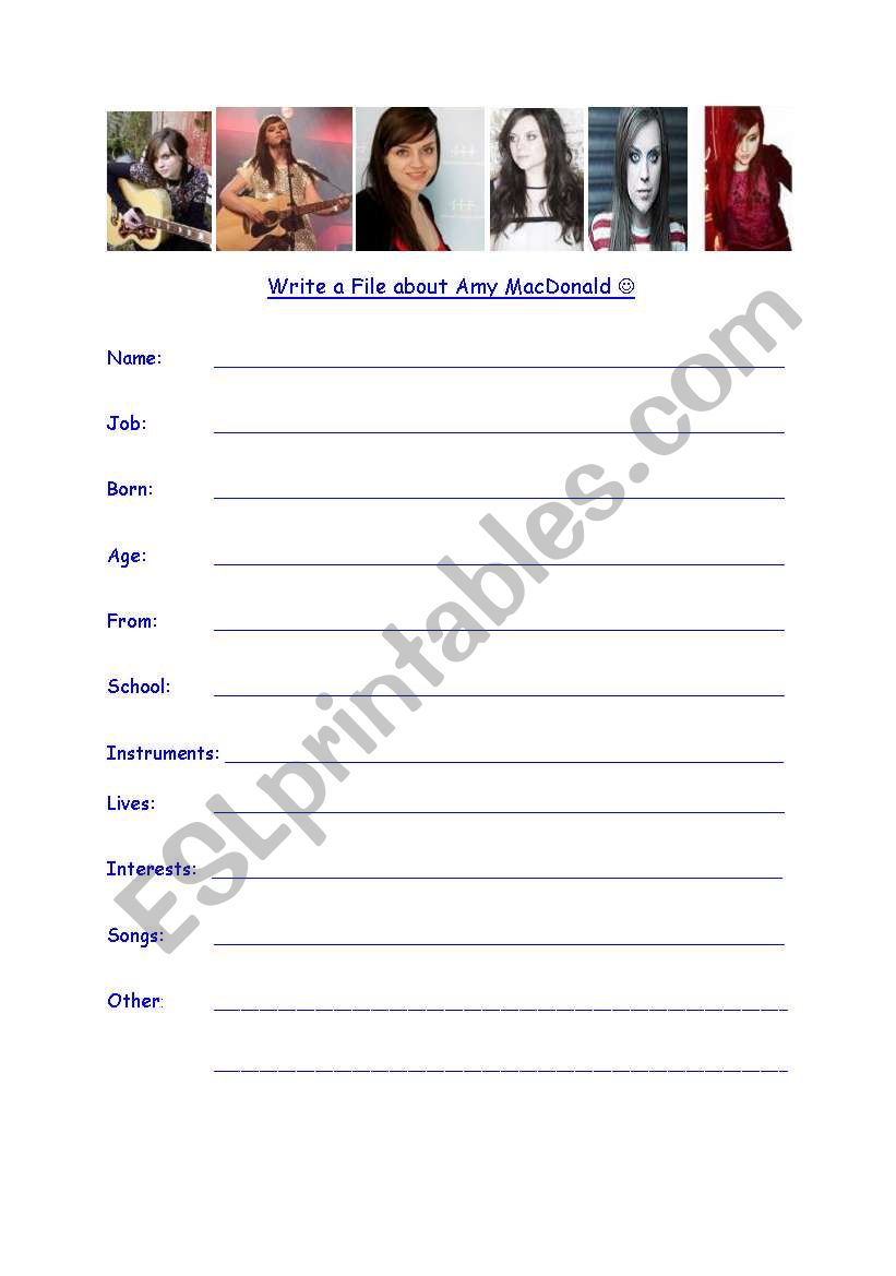 Amy MacDonalds File worksheet