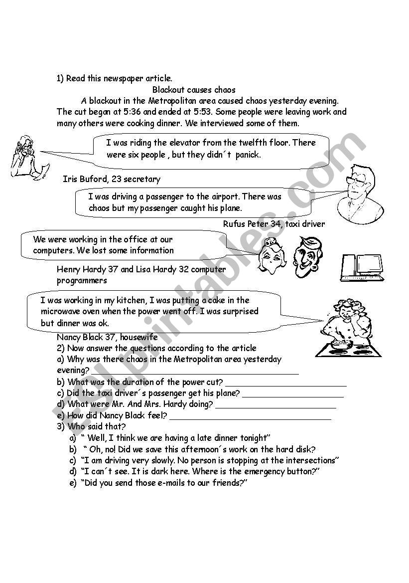 English worksheets: the blackout