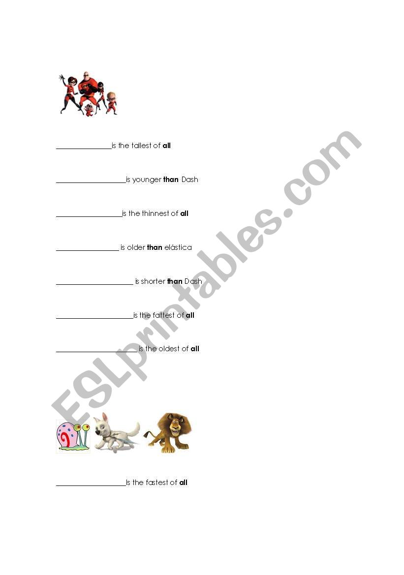 superlatives worksheet