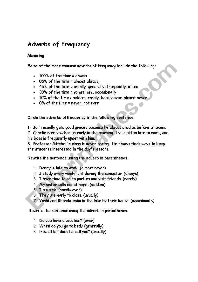 adverbs worksheet