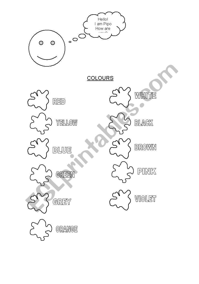 Colour with pipo worksheet