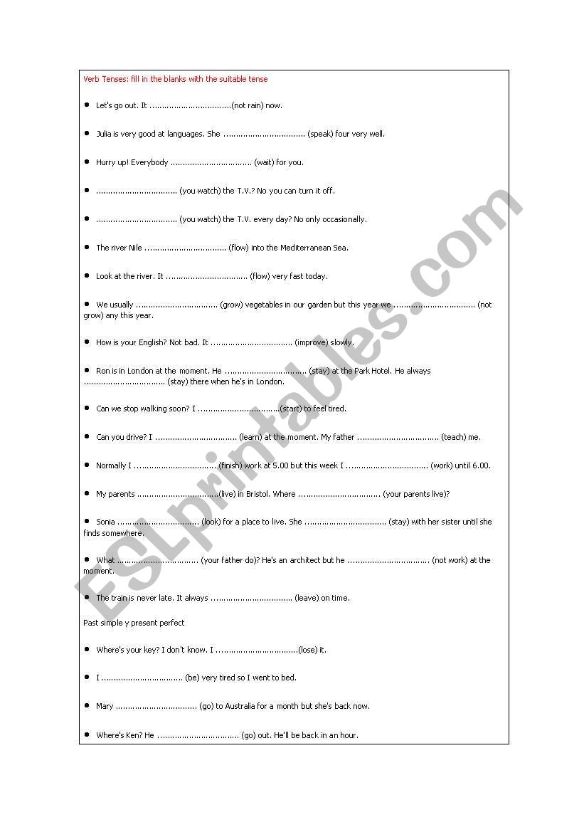 present simple worksheet